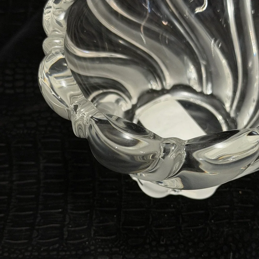 Mikasa Crystal Candle Holder Peppermint‎ Frost Germany Swirl Glass Votive Dish
